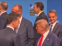 Greek Prime Minister Kyriakos Mitsotakis crossed paths with former U.S. President Donald Trump at the NATO summit in The Hague