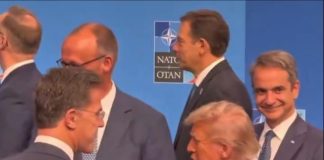 Greek Prime Minister Kyriakos Mitsotakis crossed paths with former U.S. President Donald Trump at the NATO summit in The Hague