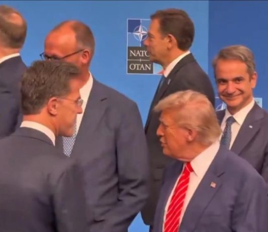Greek Prime Minister Kyriakos Mitsotakis crossed paths with former U.S. President Donald Trump at the NATO summit in The Hague